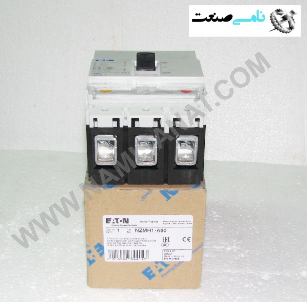NZMH1-A80, NZMH1-A80,NZMH1-A8,NZMH1-A,NZMH1-,NZMH1,NZMH,NZM,NZ,N, ,نامی صنعت,تجهیزات صنعتی برق صنعتی,namisanat,نامی صنعت,تجهیزات صنعتی,نمایندگی فروش سایر برند ها,نمایندگی فوش ایر برند های ABB,IFM,ind.power,برق صنعتی ,ind,power,برق, صنعتی ,SWITCH,Product range Circuit-,breaker, Protective function System and cable protection, Standard/Approval IEC, Installation type Fixed, Release system Thermomagnetic release, Construction size NZM1, Number of poles 3 pole, Standard equipment Box terminal, Switching capacity, 400/415 V 50 Hz Icu kA 100, Rated current = rated uninterrupted current, Rated current = rated uninterrupted current In,  = Iu A 80, Setting range, Overload trip, I, r A 63 - 80,Standards IEC/EN 60947 Protection ag,ainst direct contact Finger and back of hand proof to VDE 0106, Part 100, Climatic proofing Damp heat, constant, to IEC 60068-2-78 Damp heat, cyclic, to IEC 60068-2-30, Ambient temperature, Ambient temperature, storage °C - 40 - + 70, Operation °C -25 - +70, Mechanical shock resistance (10 ms half-sinusoidal shock) according to IEC, 60068-2-27, g 20 (half-sinusoidal shock 20 ms), Safe isolation to EN 61140, Between auxiliary contacts and main contacts V AC 500, between the auxiliary contacts V AC 300, Mounting position Vertical and 90° in all directions,With XFI earth-fault release:, - NZM1, N1, NZM2, N2: vertical and, 90° in all directions, with plug-in unit, - NZM1, N1, NZM2, N2: vertical, 90°, right/left, with withdrawable unit:, - NZM3, N3: vertical, 90° rig,ht/le, - NZM4, N4: vertical, with remote operator:,   - NZM2, N(S)2, NZM3, N(S)3,, NZM4, N(S)4: ver,t