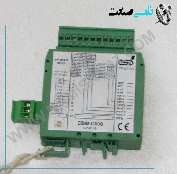 CBM-DI08, CBM-DI08,CBM-DI0,CBM-DI,CBM-D,CBM-,CBM,CB,C, ,نامی صنعت,تجهیزات صنعتی برق صنعتی,namisanat,نامی صنعت,تجهیزات صنعتی,نمایندگی فروش سایر برند ها,نمایندگی فوش ایر برند های ABB,IFM,پترو شیمی ,فولاد,شرکت بازرگانی,ind.power,برق صنعتی ,ind,power,برق, صنعتی ,ow cost compact CAN module - I/Os free selectable as digital inputs or outputs - direct fixing at DIN-EN mounting carrier Industrial Design The wiring of the inputs and outputs of the CANbloc-Mini module is done via COMBICON plug-in terminal blocks with staggered arrangement for easy wiring. The configuration of the I/Os can be done by a coding switch. Each I/O channel can be set separately as an input or output for highest flexibility directly at the installation location. The case has the protection class IP 20. CAN Bus The physical CAN layer is designed according to ISO 11898 and electrically isolated. The maximum data transfer rate is 1 Mbit/s. The setting of the bitrate can be made from external at a coding switch. CAN wiring is done by a 3-pole plug-in terminal block. Intelligent Microcontroller The module uses a SAB 80C515C microcontroller with integrated CAN 2.0B interface and firmware EPROM. In an external EEPROM the module configuration is stored. Error detection and output status of the drivers is displayed by LEDs and transmitted at the CAN bus. Address of the CANbloc Module The setting of the CAN device address is done by the coding switch