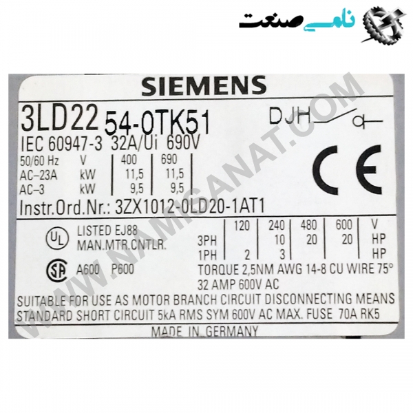 3LD2254-OTK51, واردات قطعات ,PEPERL FUCHS نامی صنعت,تجهیزات صنعتی,نمایندگی فروش سایر برند ها,نمایندگی فوش ایر برند های ABB,NAMISANAT,IFM,پترو شیمی ,فولاد,شرکت بازرگانی,نامی ,صنعت, سسایر سیستم ها,سیستم ها ,وکانکتور,مانیتور  ind.electronics,الکترونیک صنعتی,Encoders MEASUREMENT ,&INSTRUMENT,اندازه گیری و ابزار دقیق ind.power,برق صنعتی , Induction welding,,جوش القایی, hydraulic-pneumatic,,هیدرولیک  3LD2254-OTK51,3LD2254-OTK5,3LD2254-OTK,3LD2254-OT,3LD2254-O,3LD2254-,3LD2254,3LD225,3LD22,3LD2,3LD SIEMENS,IND.POWER,SWITCH,OTHER SWITCH,Circuit Breakers,Moulded Case Circuit ,Auxiliary contacts, Breakers,NAMISANAT.CO,https:,,www.namisanat.com,per,,THERMAL SWITCHES,AUTOMATIC SWITCHES,Auxiliary switch,front-side auxiliary switch, 1 NO contact, screw terminal, for contactors,SWITCH DISCONNECTOR,High Performance Circuit Breakers,High Performance MCB,Miniature Circuit Breakers,main switch زیمنس ,برند زیمنس,برق صنعتی,سوییچ کمکی,سوییچ,کلید,سایر سوییچ ها,سایر کلید ها,سوییچ ای بی بی,مدار شکن با کارایی بالا,کلید مینیاتوری,مدار شکن کیس قالبی,سوییچ قطع کننده,کلید های مدار,سوییچ اصلی,کلید حرارتی,کلید اتومات