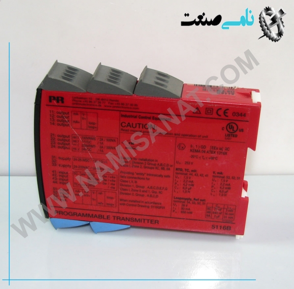 PR 5116B, PR 5111,PR 511,PR 51,PR 5,PR ,P, ,نامی صنعت,تجهیزات صنعتی برق صنعتی,namisanat,نامی صنعت,تجهیزات صنعتی,نمایندگی فروش سایر برند ها,نمایندگی فوش ایر برند های ABB,IFM,ind.power,برق صنعتی ,Programmable from standard PC, Galvanic separation, optional Ex,رله , Trip amplifiers as option, For DIN rail mounting, Universal voltage supply,5116B,5116,511,51,5,PR5116B,PR-5116B,– Input for RTD, TC, mV, Ohm, potentiometer, mA and V , 2-wire supply > 16.5 V to Ex zone 0 ,Bipolar voltage input ,Output for current, voltage and 2 relays , Universal supply by AC or DC, Detachable terminals,PR- 5111,PR /5111,PR5111,PR 511,PR 51,PR 5,PR ,P,PR-5114,PR/114,PR5114,Programmable Transmitter,5115A,5115,511,51,5,PR5115A,PR-5115A,PR/5115A,Redundancy measurement with 2 input signals – Signal calculator with the four arithmetical operations – Duplication of the input signal – Input for RTD, Ohm, TC, mV, mA, and V – Universal supply by AC or DC