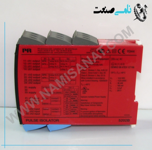 PR 5202B, PR 5111,PR 511,PR 51,PR 5,PR ,P, ,نامی صنعت,تجهیزات صنعتی برق صنعتی,namisanat,نامی صنعت,تجهیزات صنعتی,نمایندگی فروش سایر برند ها,نمایندگی فوش ایر برند های ABB,IFM,ind.power,برق صنعتی ,Programmable from standard PC, Galvanic separation, optional Ex,رله , Trip amplifiers as option, For DIN rail mounting, Universal voltage supply,5116B,5116,511,51,5,PR5116B,PR-5116B,, Input for RTD, TC, mV, Ohm, potentiometer, mA and V, , 2-wire supply > 16.5 V to Ex zone 0, ,Bipolar voltage input,2-wire programmable transmitter, 5131B, ,Input for RTD, TC, mV, linear resistance, mA, and V, , 3.75 kVAC galvanic isolation,– 2 channels - 2 or 4 outputs, , Dual output, , 5-port 3.75 kVAC galvanic isolation, ,Cable error detection ,Universal supply by AC or DC, – 4...20 mA loop output,PR 5131B,PR 5131,PR 513,PR 51,PR 5,PR,P, – 1- and 2-channel versions – ATEX Ex / I.S. version – DIN rail mounting,PR 5202B,PR 5202,PR 520,PR 52,PR 5,PR 52,PR ,P, ,Output for current, voltage and 2 relays, , Universal supply by AC or DC, Detachable terminals,PR- 5111,PR ,/5111,PR5111,PR ,511,PR ,51,PR ,5,PR ,P,PR-5114,PR/114,PR5114,Programmable, Transmitter,5115A,5115,511,51,5,PR5115A,PR-5115A,PR/5115A,Redundancy measurement with 2 input signals – Signal calculator with the four arithmetical operations – Duplication of the input signal – Input for RTD, Ohm, TC, mV, mA, and V – Universal supply by AC or DC