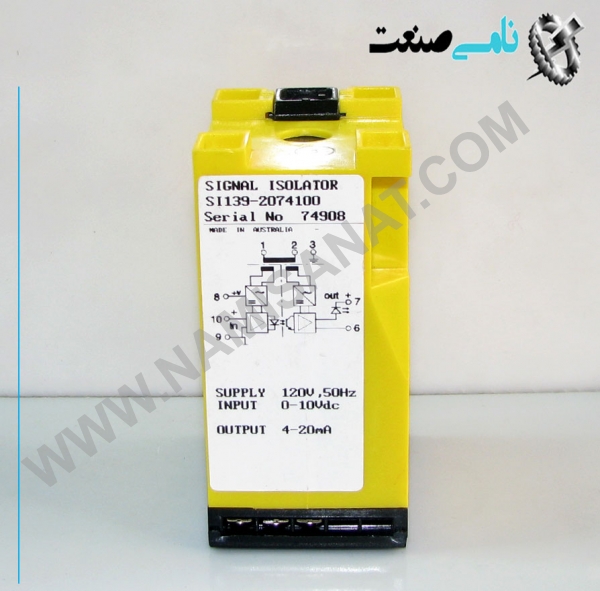 SIGNAL ISOLATOR SI139, SIGNAL ISOLATOR SI139,SIGNAL ISOLATOR SI13,SIGNAL ISOLATOR SI1,SIGNAL ISOLATOR SI,SIGNAL ISOLA,SIGNAL ISO,SIGNAL IS,SIGNAL I,SIGNAL ,SIGNA,SIGN,SIG,SI,S, ,نامی صنعت,تجهیزات صنعتی برق صنعتی,namisanat,نامی صنعت,تجهیزات صنعتی,نمایندگی فروش سایر برند ها,نمایندگی فوش ایر برند های ABB,IFM,ind.power,برق صنعتی ,Size: 52 W x 70 H x 110 D (mm). Housing material: ABS. Mounting: DIN-Rail, gear plate. Termination: Screw terminals on front Terminal covers standard. Protection class: IP40. Weight: 0.300 kg. Accuracy: 0.15% of span. Front ‘OFFS’ adjust: ±20% typical. Front ‘SPAN’ adjust: ±20% typical. Linearity: 0.15% of span above 0.2mA. Repeatability: 0.1% of span. Response time: 0.5 sec for T90 standard. Faster or slower response on request Temperature effect: Typically 0.02% of span/C. Operating temp. range: -10...+60C. Storage temp. range: -20...+70C. Output loop drive: 10mA into 0 - 2kΩ, 20mA into 0 - 1kΩ,  50mA into 0 - 400Ω Higher output drive on request. Output load change effect: less than 0.2% up to maximum load stated. Input/output isolation: >2kV rms. Power requirements: 3W. Electromagnetic compatibility: Complies with AS/NZS 4251.1 (EN 50081.1) Optional input specifications: All specifications quoted in this general section are for the standard inputs only. Specifications for the, optional inputs are available upon request.,1 = 90-280Vac 50/60Hz ,(65-280Vdc). *) 6 = 8 - 60Vdc., *) 3 = 16-48Vac 50/60Hz (10-60Vdc), *) 4 = 415V, 50Hz ±10%. *) 9 = Other (Specify).,01 = 0 – 100mV (1MΩ). 11 = 0 – 1mA, (1KΩ)., 02 = 0 – 200mV (1MΩ). 12 = 0 – 5mA (220Ω)., 03 = 0 – 500mV (1MΩ). 13 = 0 – 10mA (100Ω)., 04 = 0 – 1V (1MΩ). 14 = 0 – 20mA (51Ω)., 05 = 0 – 2V (1MΩ). 15 = 0 – 50mA (20Ω)., 06 = 0 – 5V (1MΩ). # 16 = 4 – 20mA (51Ω)., 07 = 0 – 10V (1MΩ). 17 = 10 – 50mA (20Ω)., 08 = 0 – 100V (1MΩ)., 09 = 1 – 5V (1MΩ). *) 19 = Other. (Specify 100Vdc or 100mA max),